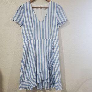 J. Crew Blue White Faux Wrap Dress Sz 8